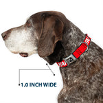 Dog Bone Black/Silver Seatbelt Buckle Collar - YAHWEH Text Red/White