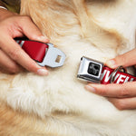 Dog Bone Black/Silver Seatbelt Buckle Collar - YAHWEH Text Red/White