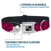 Dog Bone Seatbelt Buckle Collar - Zebra 2 Fuchsia Pink