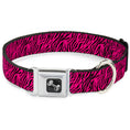 Load image into Gallery viewer, Dog Bone Seatbelt Buckle Collar - Zebra 2 Fuchsia Pink
