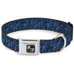 Dog Bone Seatbelt Buckle Collar - Zebra 2 Turquoise