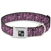 Dog Bone Seatbelt Buckle Collar - Zebra 2 Baby Pink