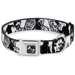Dog Bone Seatbelt Buckle Collar - Zombies White/Black