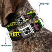 Dog Bone Seatbelt Buckle Collar - Zombies Biohazard Black/Yellow/Green