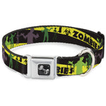 Dog Bone Seatbelt Buckle Collar - Zombies Biohazard Black/Yellow/Green