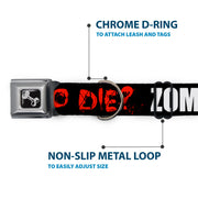 Dog Bone Seatbelt Buckle Collar - Zombies Y U NO DIE Black/White/Red