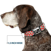 Dog Bone Seatbelt Buckle Collar - Zig Zag White/Tan/Gray/Red