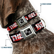 Dog Bone Seatbelt Buckle Collar - ZOMBIES RUINED THIS BELT Black/White/Red Splatter