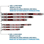 Dog Bone Seatbelt Buckle Collar - ZOMBIES RUINED THIS BELT Black/White/Red Splatter