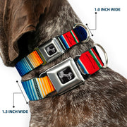 Dog Bone Seatbelt Buckle Collar - Zarape2 Vertical Multi Color Stripe