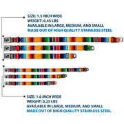 Dog Bone Seatbelt Buckle Collar - Zarape2 Vertical Multi Color Stripe