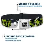 Dog Bone Seatbelt Buckle Collar - Zombie Expressions Black/Green/Red