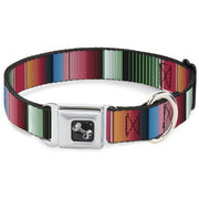 Dog Bone Seatbelt Buckle Collar - Zarape5 Vertical Multi Color Stripe
