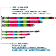 Dog Bone Seatbelt Buckle Collar - Zarape7 Vertical Pinks/Blues/Greens/Black