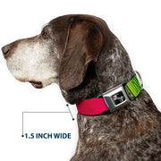 Dog Bone Seatbelt Buckle Collar - Zarape7 Vertical Pinks/Blues/Greens/Black