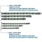 Dog Bone Seatbelt Buckle Collar - Zig Zag Doodle Black/Cream/Blues