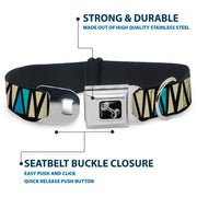 Dog Bone Seatbelt Buckle Collar - Zig Zag Doodle Black/Cream/Blues