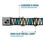 Dog Bone Seatbelt Buckle Collar - Zig Zag Doodle Black/Cream/Blues