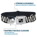 Dog Bone Seatbelt Buckle Collar - Zig Zag Doodle Black/White