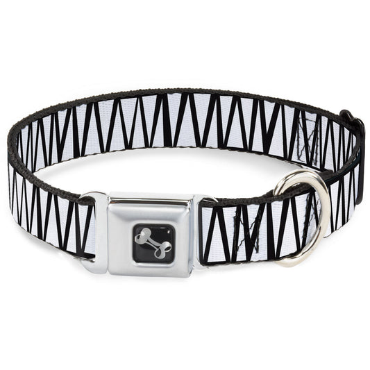 Dog Bone Seatbelt Buckle Collar - Zig Zag Doodle Black/White