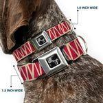 Dog Bone Seatbelt Buckle Collar - Zig Zag Doodle Tan/Red