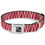 Dog Bone Seatbelt Buckle Collar - Zig Zag Doodle Tan/Red