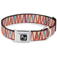 Load image into Gallery viewer, Dog Bone Seatbelt Buckle Collar - Zig Zag Doodle Red/Tan/Blues/Orange
