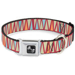 Dog Bone Seatbelt Buckle Collar - Zig Zag Doodle Red/Tan/Blues/Orange