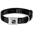 Load image into Gallery viewer, Dog Bone Seatbelt Buckle Collar - Zodiac ARIES/Constellation Black/White
