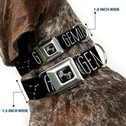 Dog Bone Seatbelt Buckle Collar - Zodiac GEMINI/Constellation Black/White