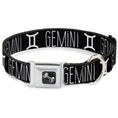 Load image into Gallery viewer, Dog Bone Seatbelt Buckle Collar - Zodiac GEMINI/Symbol Black/White
