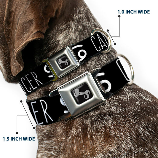 Dog Bone Seatbelt Buckle Collar - Zodiac CANCER/Symbol Black/White