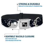 Dog Bone Seatbelt Buckle Collar - Zodiac Leo Symbol/Constellations Black/White