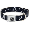 Load image into Gallery viewer, Dog Bone Seatbelt Buckle Collar - Zodiac Leo Symbol/Constellations Black/White
