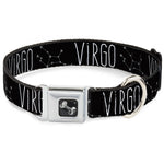 Dog Bone Seatbelt Buckle Collar - Zodiac VIRGO/Constellation Black/White