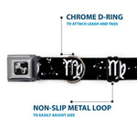 Dog Bone Seatbelt Buckle Collar - Zodiac Virgo Symbol/Constellations Black/White