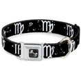 Load image into Gallery viewer, Dog Bone Seatbelt Buckle Collar - Zodiac Virgo Symbol/Constellations Black/White
