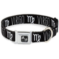 Load image into Gallery viewer, Dog Bone Seatbelt Buckle Collar - Zodiac VIRGO/Symbol Black/White
