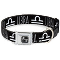 Load image into Gallery viewer, Dog Bone Seatbelt Buckle Collar - Zodiac LIBRA/Symbol Black/White
