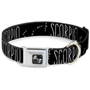 Dog Bone Seatbelt Buckle Collar - Zodiac SCORPIO/Constellation Black/White