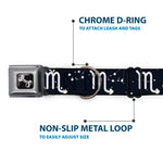 Dog Bone Seatbelt Buckle Collar - Zodiac Scorpio Symbol/Constellations Black/White