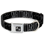Dog Bone Seatbelt Buckle Collar - Zodiac SAGITTARIUS/Constellation Black/White