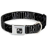 Dog Bone Seatbelt Buckle Collar - Zodiac SAGITTARIUS/Constellation Black/White