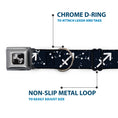 Load image into Gallery viewer, Dog Bone Black/Silver Seatbelt Buckle Collar - Zodiac Sagittarius Symbol/Constellations Black/White
