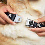 Dog Bone Black/Silver Seatbelt Buckle Collar - Zodiac Sagittarius Symbol/Constellations Black/White