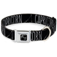 Load image into Gallery viewer, Dog Bone Black/Silver Seatbelt Buckle Collar - Zodiac CAPRICORN/Constellation Black/White
