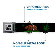 Dog Bone Seatbelt Buckle Collar - Cali Bear/Pot Leaf Black/Gray/Green