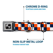 Dog Bone Seatbelt Buckle Collar - Checker Navy/Orange/White