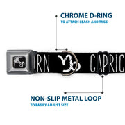 Dog Bone Seatbelt Buckle Collar - Zodiac CAPRICORN/Symbol Black/White