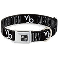 Load image into Gallery viewer, Dog Bone Seatbelt Buckle Collar - Zodiac CAPRICORN/Symbol Black/White
